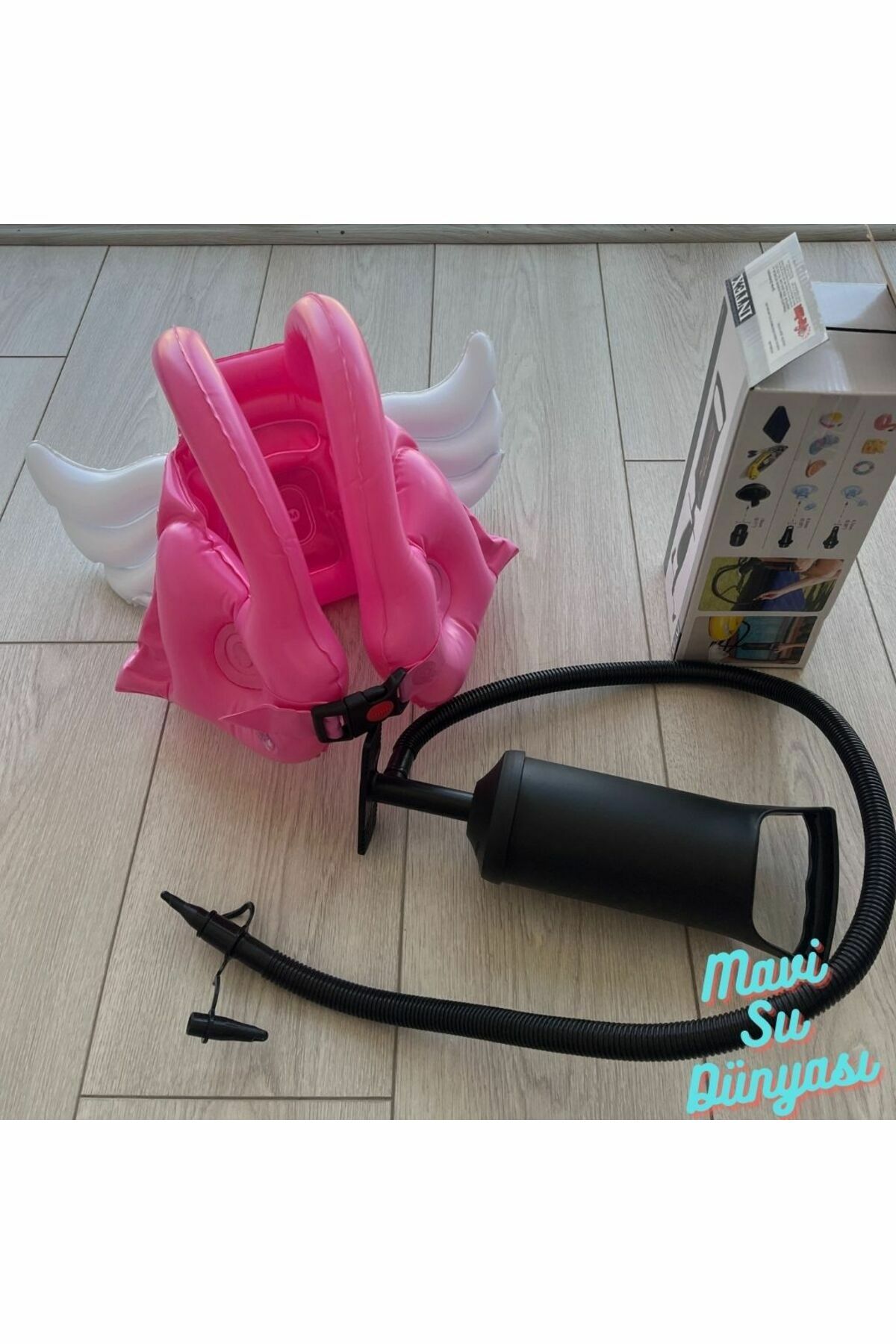 Pompa Dahil Kanatlı Can Simidi, Can Yelekleri 2-4 Yaş Pembe - L