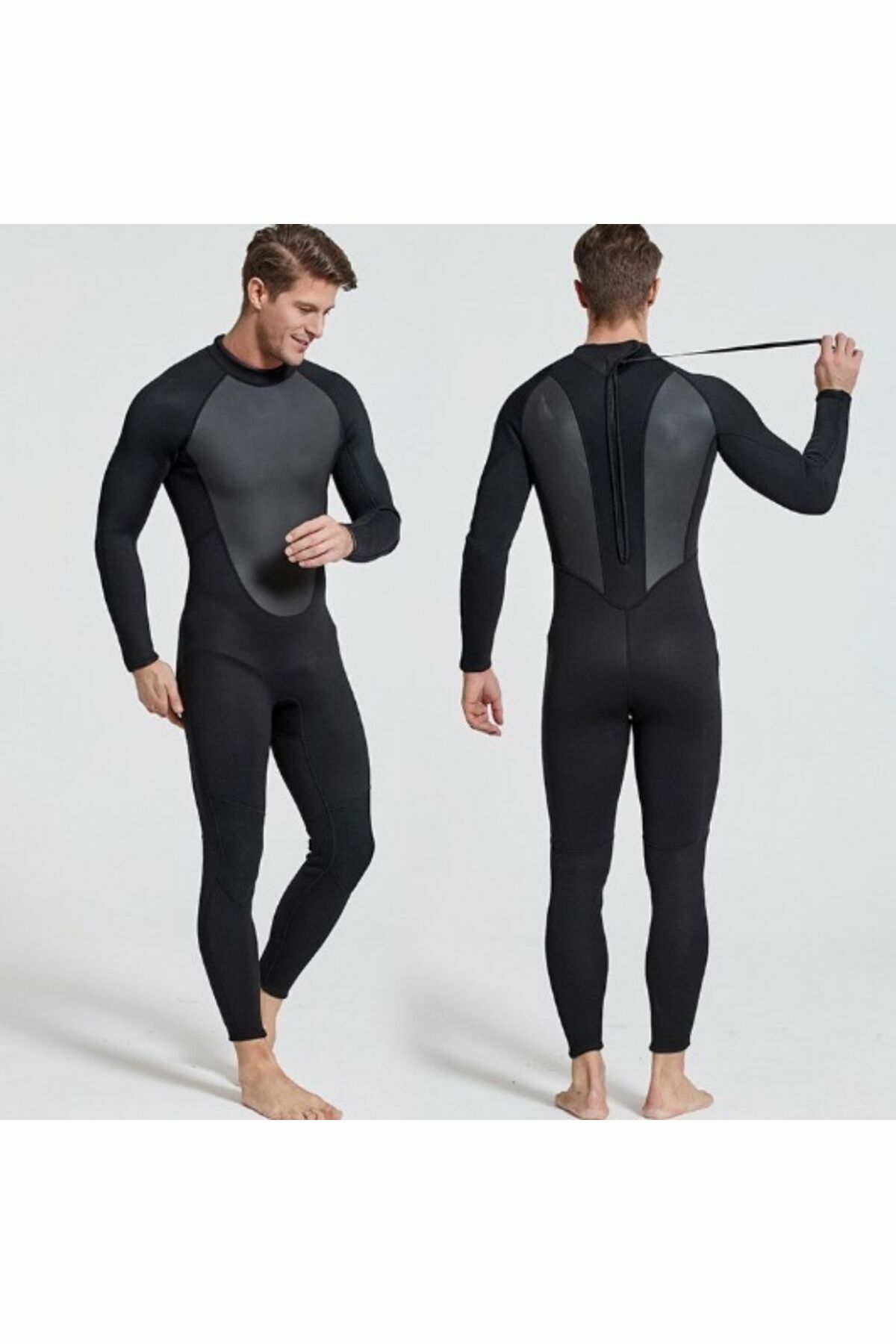 Dalış Kıyafeti Siyah-üst Düzey Kumaş Kaliteli - 3 Mm Kalınlık - Mavi Su Dünyası Siyah - 3XL