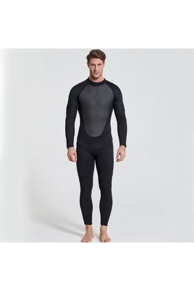 Dalış Kıyafeti Siyah-üst Düzey Kumaş Kaliteli - 3 Mm Kalınlık - Mavi Su Dünyası Siyah - 3XL