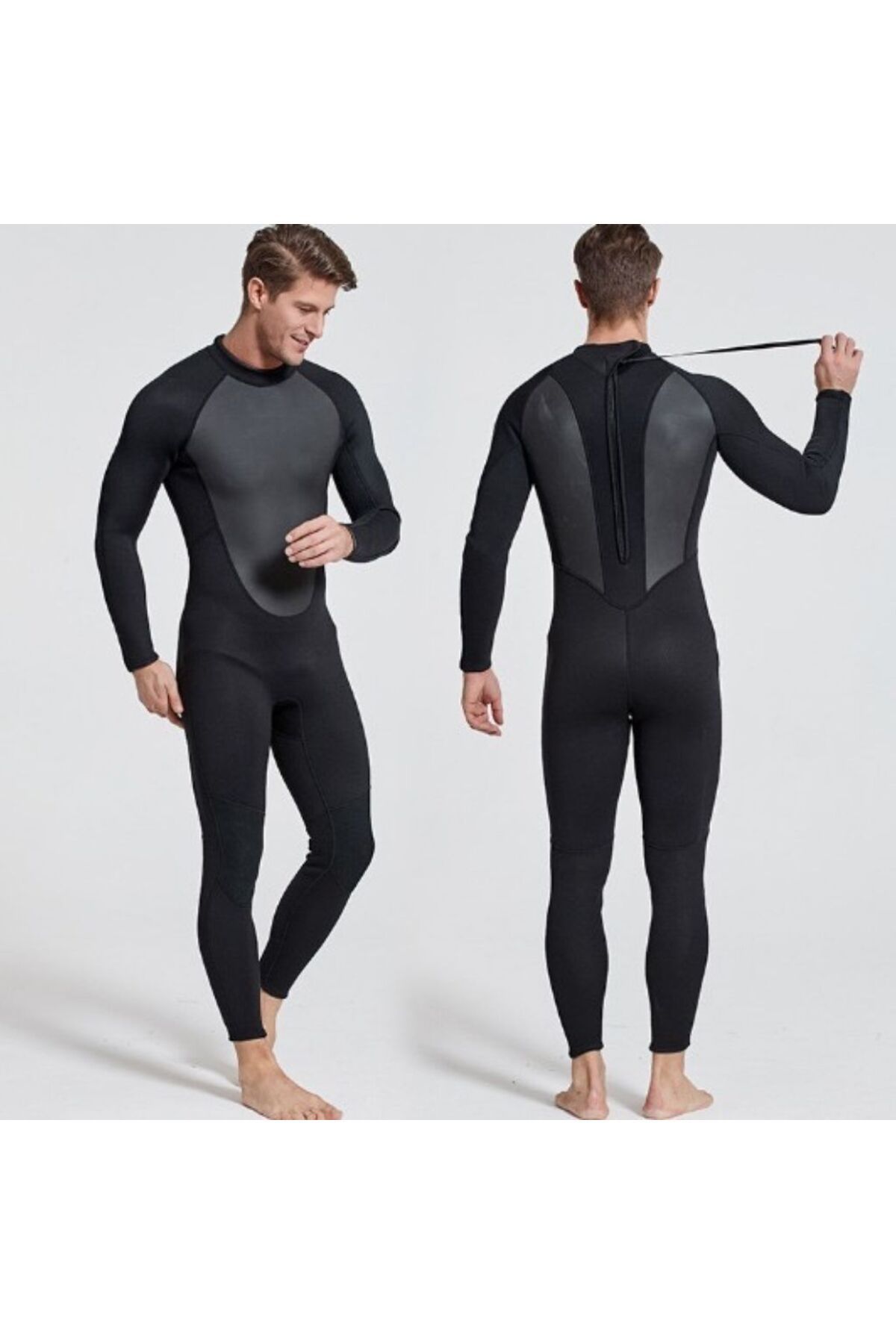 Dalış Kıyafeti Siyah-üst Düzey Kumaş Kaliteli - 3 Mm Kalınlık - Mavi Su Dünyası Siyah - XL