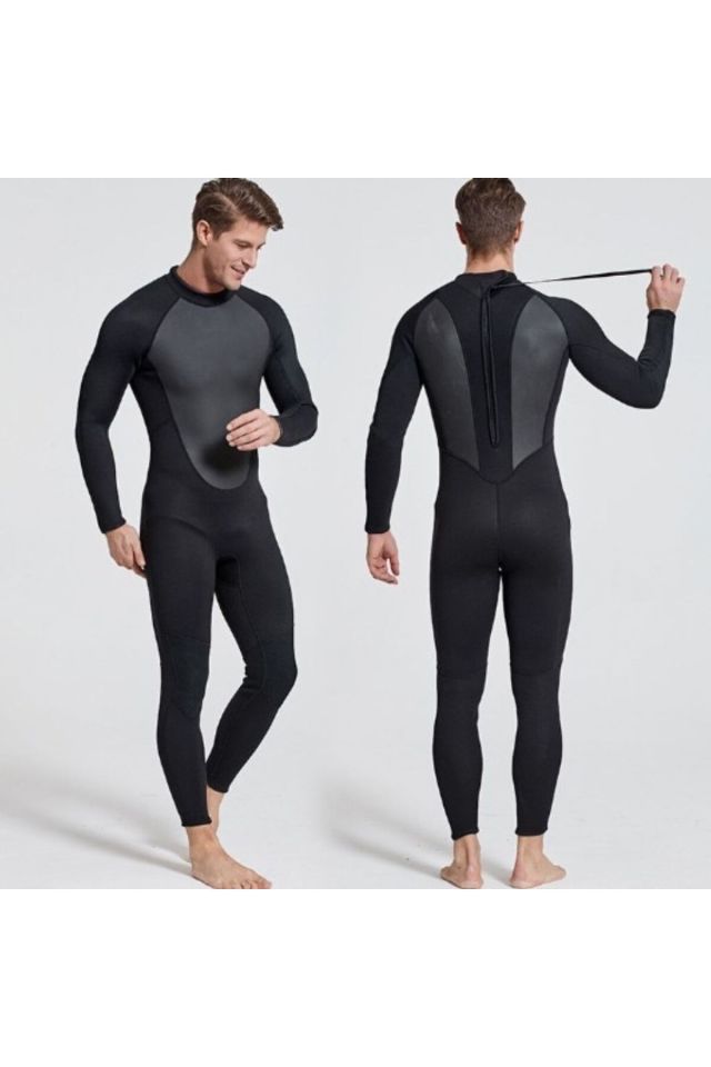 Dalış Kıyafeti Siyah-üst Düzey Kumaş Kaliteli - 3 Mm Kalınlık - Mavi Su Dünyası Siyah - XL