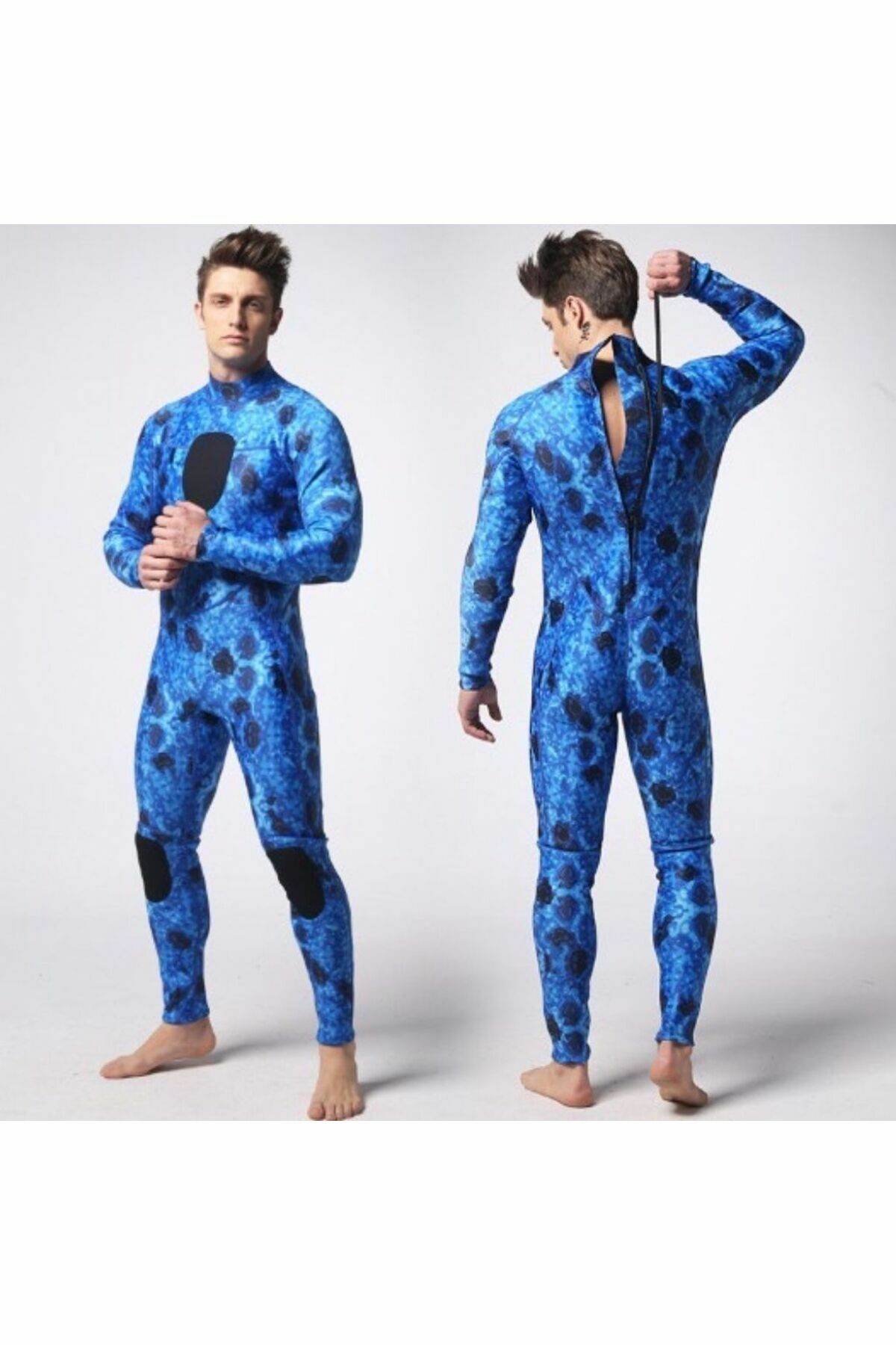 Dalış Kıyafeti Mavi-üst Düzey Kumaş Kaliteli- 3 Mm Kalınlık - Mavi Su Dünyası Mavi - S