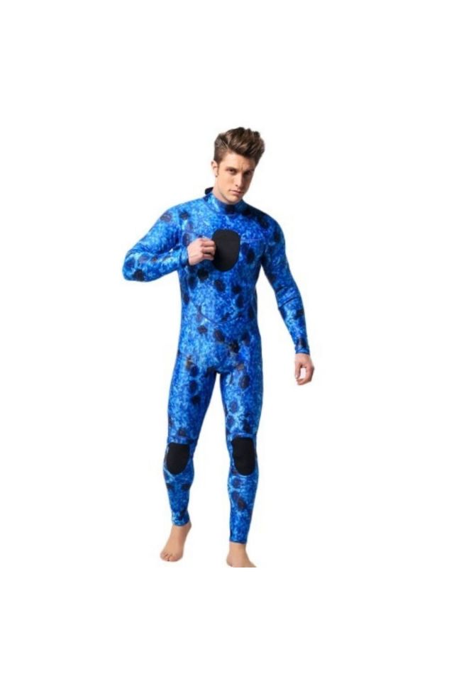 Dalış Kıyafeti Mavi-üst Düzey Kumaş Kaliteli- 3 Mm Kalınlık - Mavi Su Dünyası Mavi - 2XL