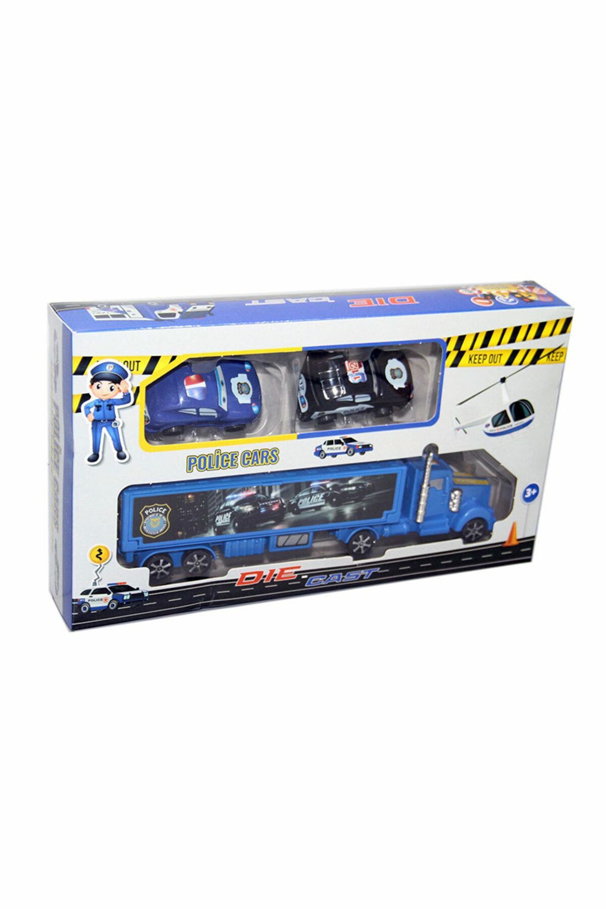Tır ve 2 Polis Arabası Oyuncak Seti - Mavi Su Dünyası