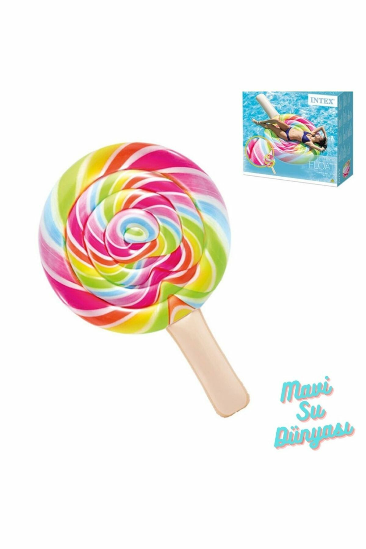 Lolipop Desenli Gökkuşağı Deniz Yatağı - Mavi Su Dünyası