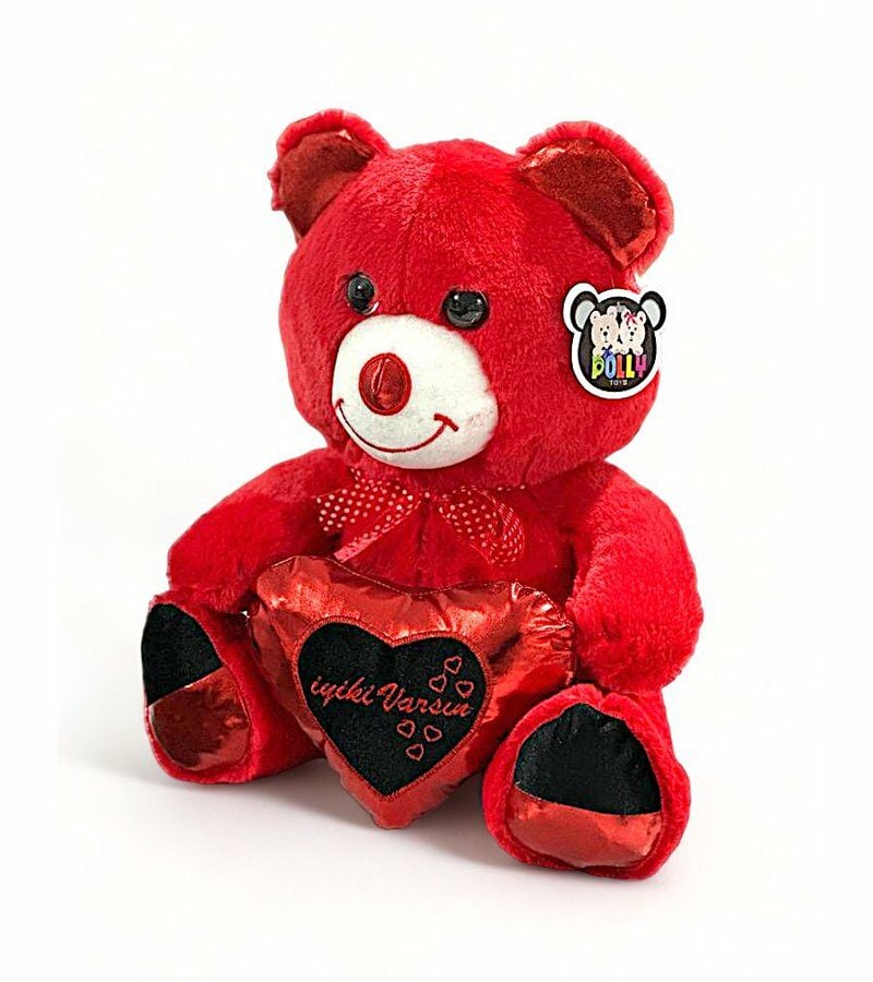 Peluş Ayı Kırmızı Renk 40 Cm