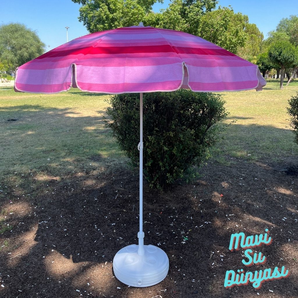 Plaj Deniz Balkon Şemsiyesi | Pamuk Kumaşlı Şemsiye | Eğilebilir | 2 Metre Şemsiye Bidonsuz Şemsiye