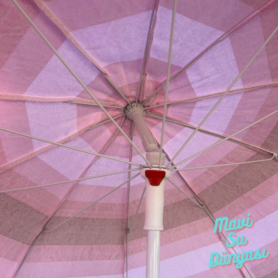 Plaj Deniz Balkon Şemsiyesi | Pamuk Kumaşlı Şemsiye | Eğilebilir | 2 Metre Şemsiye Bidonsuz Şemsiye