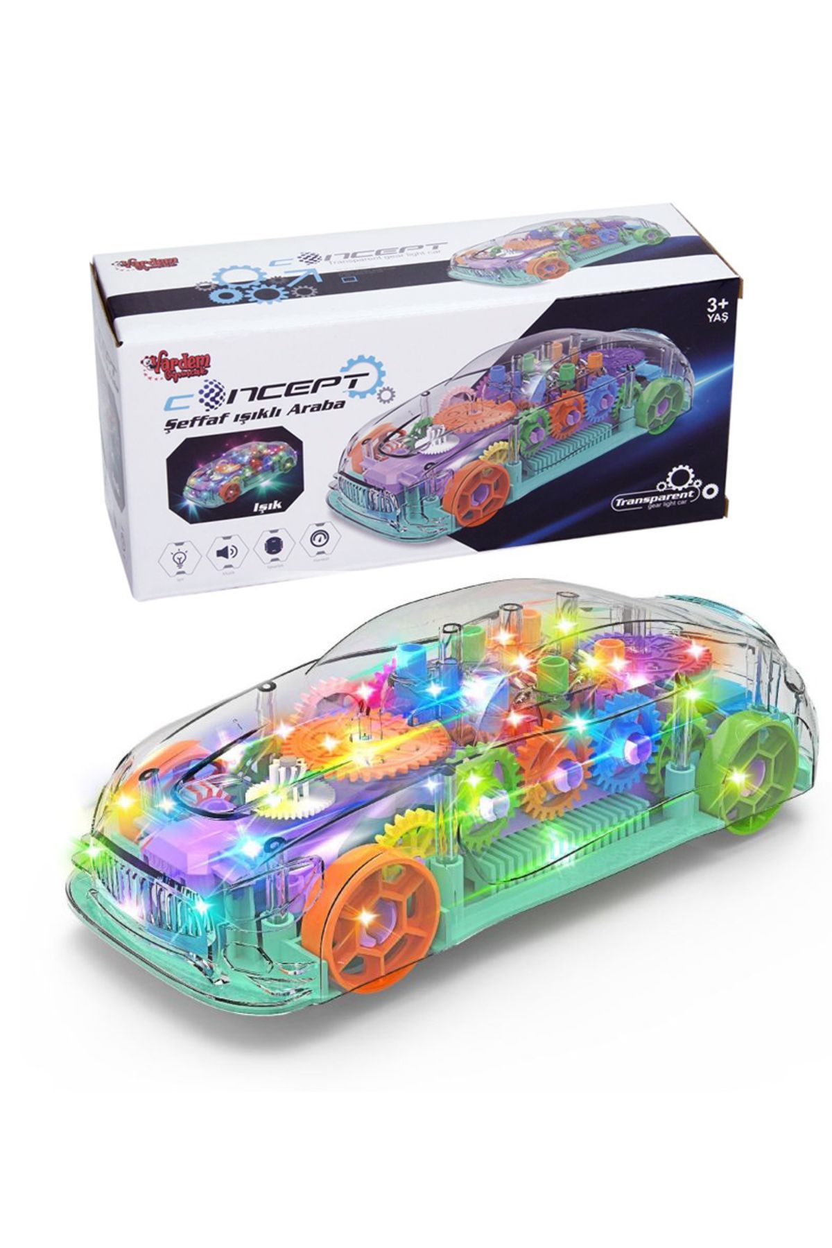 Müzikli ve Işıklı Şeffaf Araba - Mavi Su Dünyası