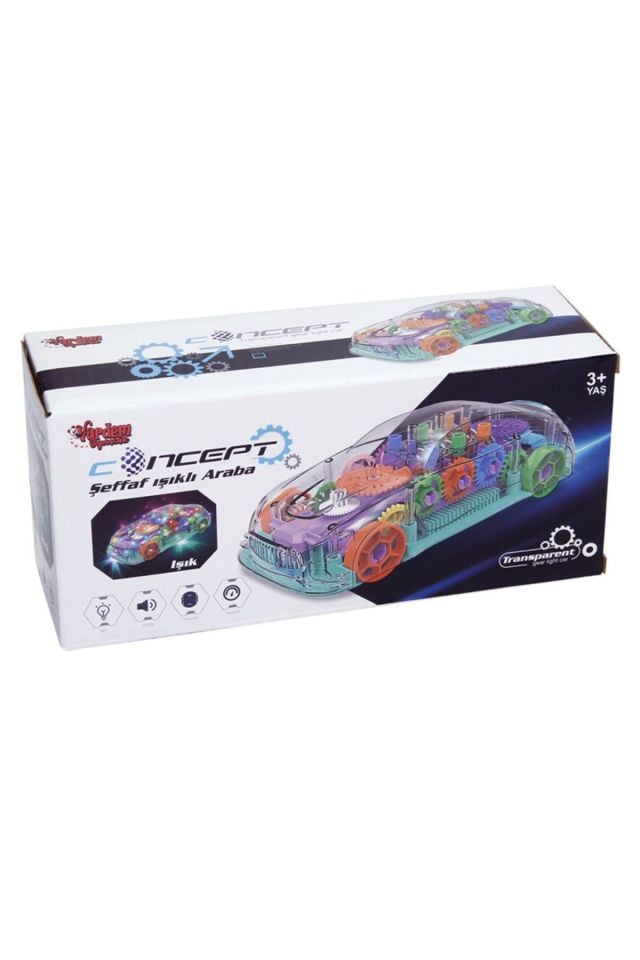 Müzikli ve Işıklı Şeffaf Araba - Mavi Su Dünyası
