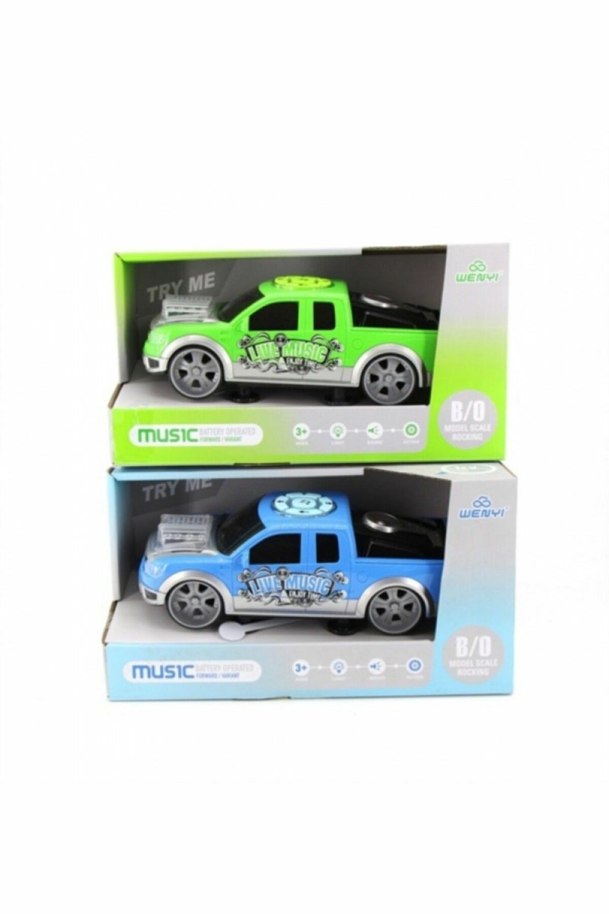 Dans Eden Işıklı Pille Çalışan Pickup Araba - Mavi Su Dünyası Yeşil