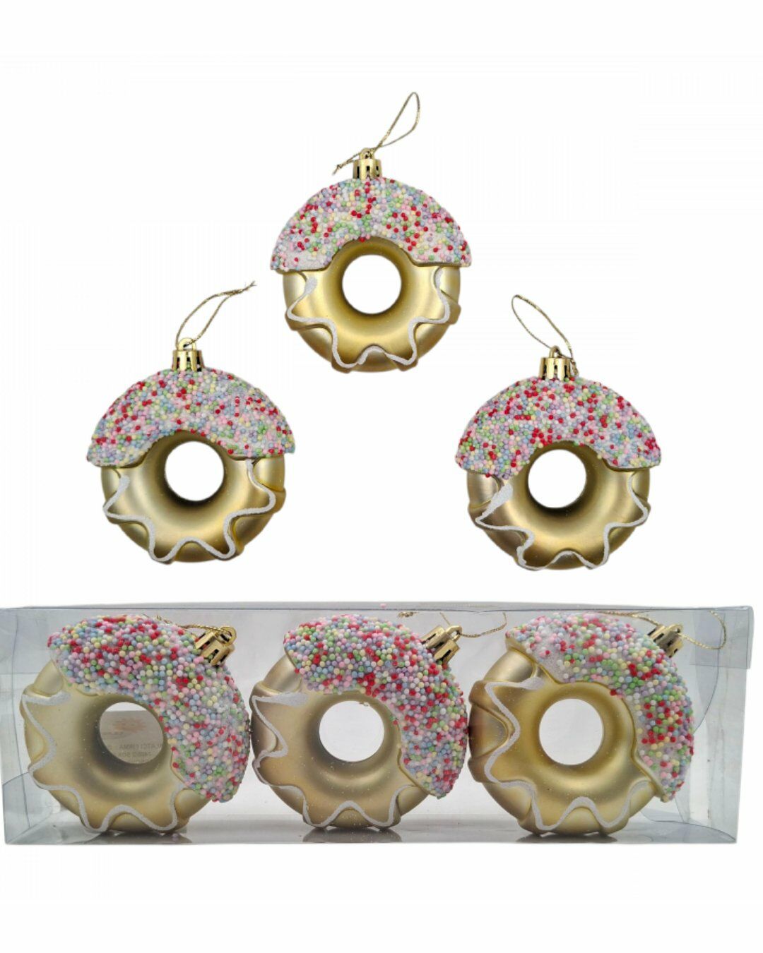 Yılbaşı Süsü 3' lü 8 Cm Donut Süs BEYAZ