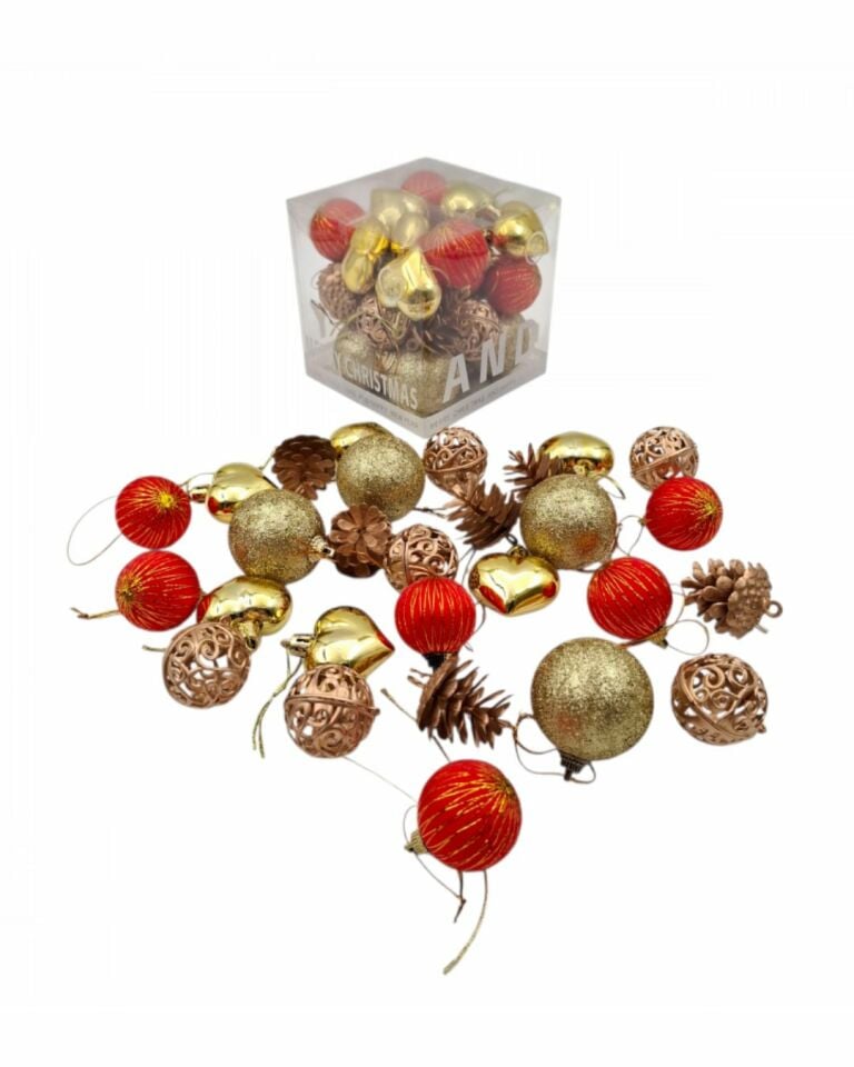 Yılbaşı Süsü 28' li Karışık Süsler 28 Adet Set