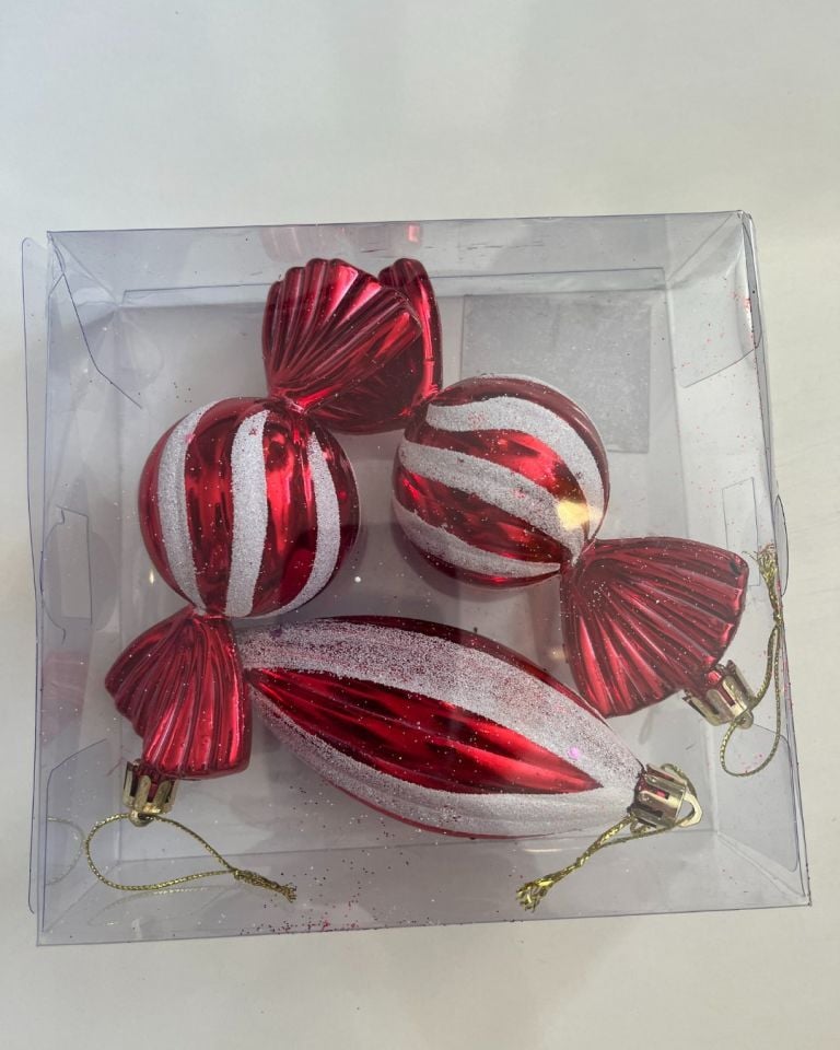 Yılbaşı Süsü 3' lü 12 Cm Şeker Görünümlü Set