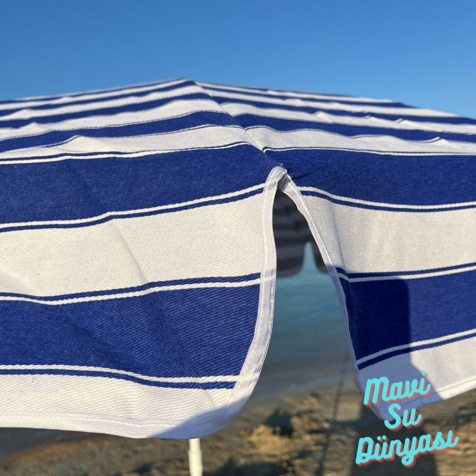 Plaj Deniz Balkon Şemsiyesi | Pamuk Kumaşlı Şemsiye | Eğilebilir | 2 Metre Şemsiye Bidonsuz Şemsiye