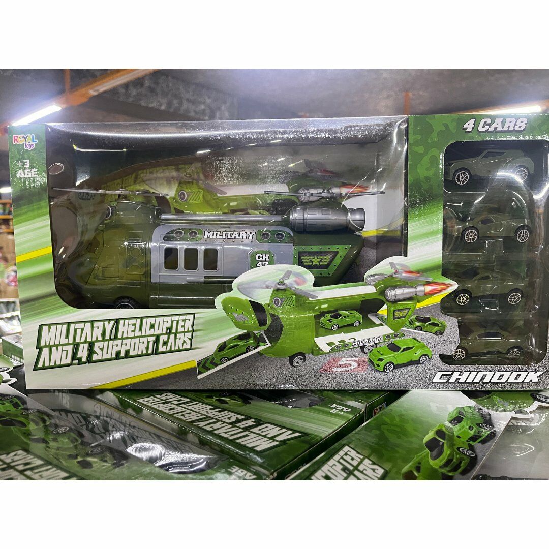 Kurtarıcı Helikopter Set ve 4 Ufak Araba - Mavi Su Dünyası Yeşil