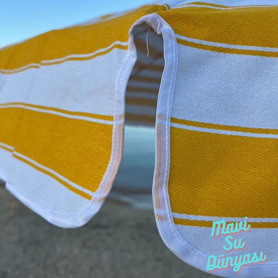 Plaj Deniz Balkon Şemsiyesi | Pamuk Kumaşlı Şemsiye | Eğilebilir | 2 Metre Şemsiye Bidonsuz Şemsiye