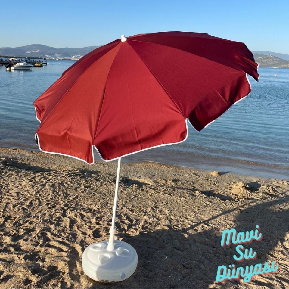 Plaj Deniz Balkon Şemsiyesi | Sentetik Kumaşlı Şemsiye | Eğilebilir |2 Metre Şemsiye Bidonsuz Şemsiye