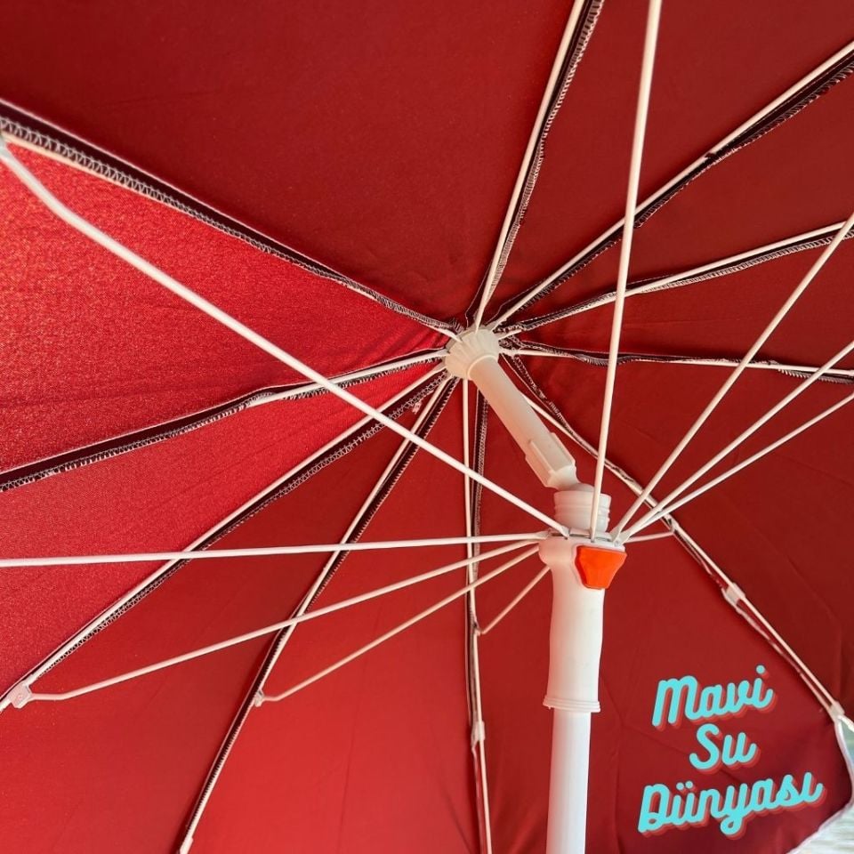 Plaj Deniz Balkon Şemsiyesi | Sentetik Kumaşlı Şemsiye | Eğilebilir |2 Metre Şemsiye Bidonsuz Şemsiye