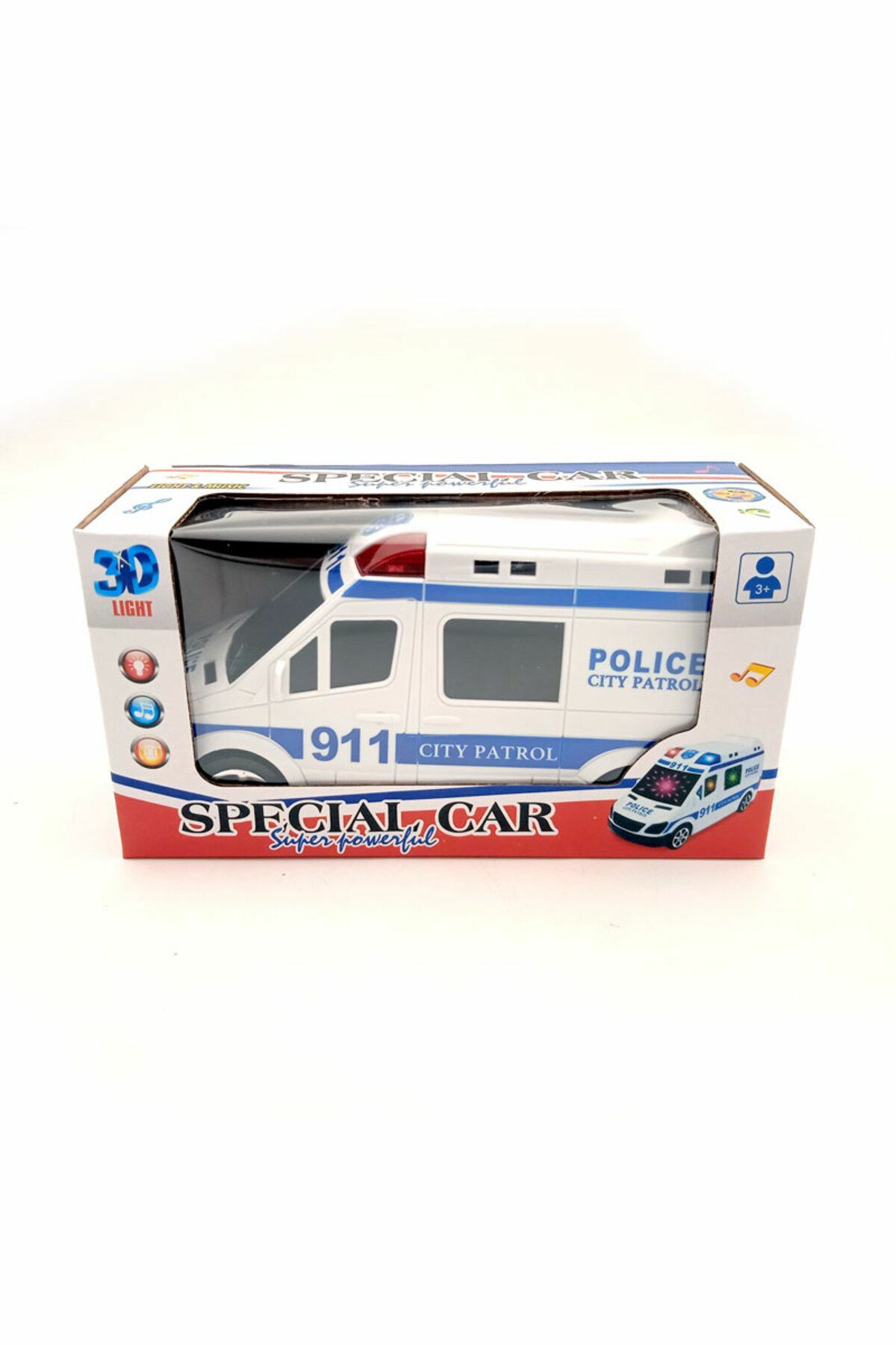 Pille Çalışan ve Işıklı Polis Arabası - Mavi Su Dünyası