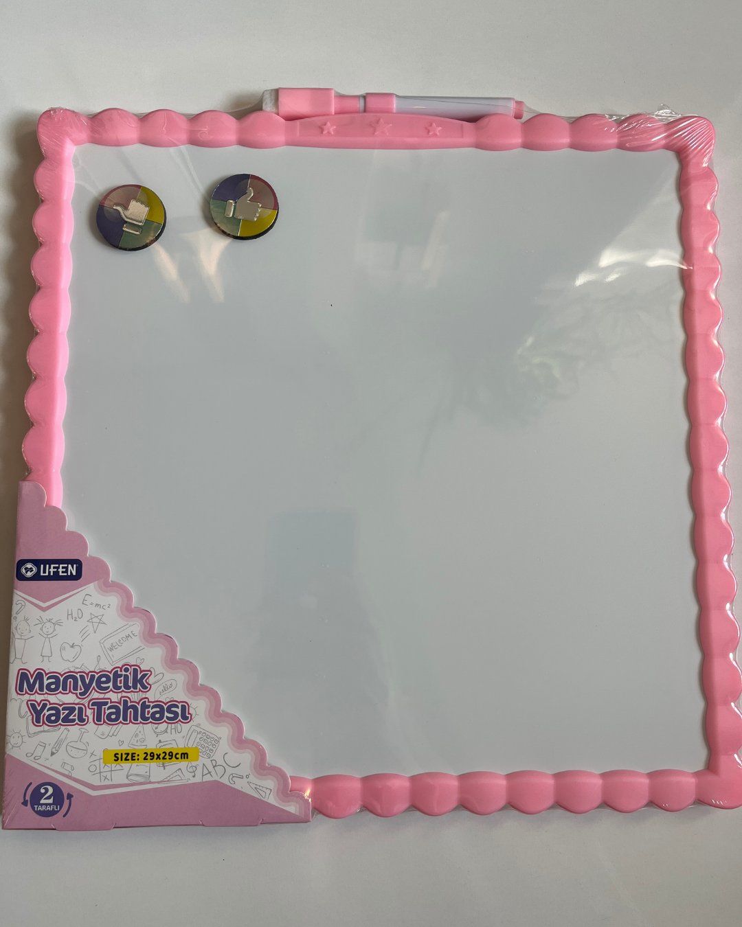 Manyetik Yazı Tahtası Çift Taraflı 29 Cm x 29 Cm Pembe
