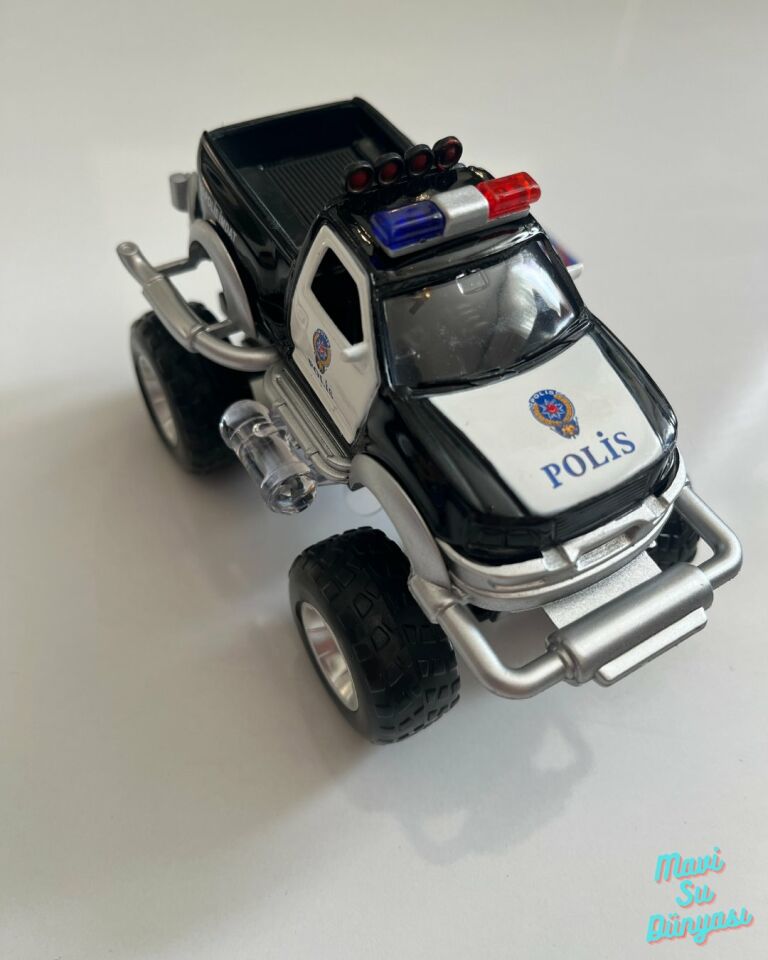 Metal Çek Bırak Sesli Canavar Polis Arabası 13x7x9 Cm