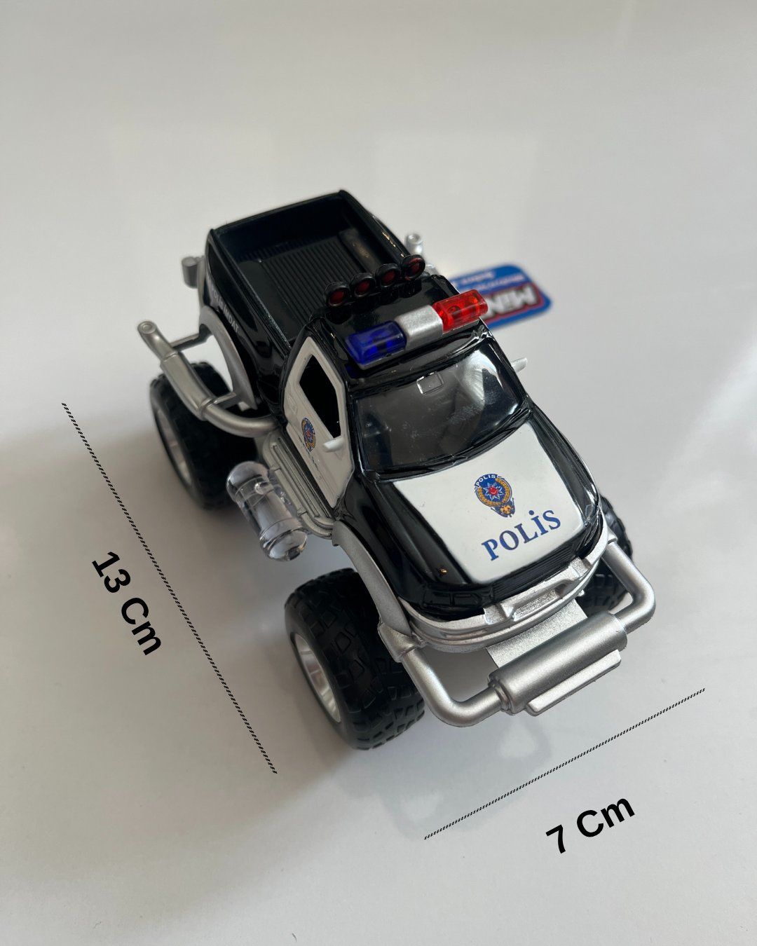 Metal Çek Bırak Sesli Canavar Polis Arabası 13x7x9 Cm Siyah