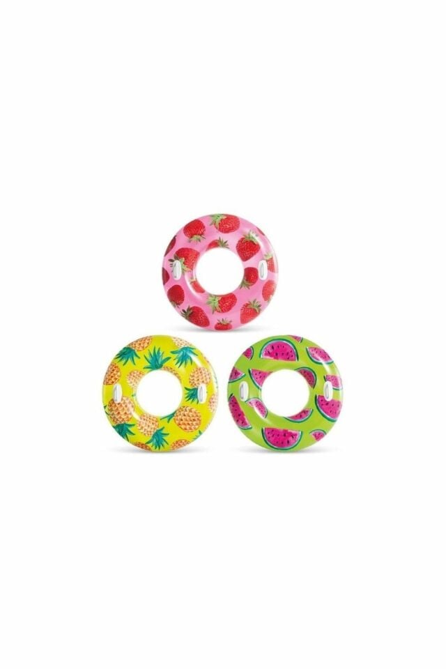 Tropikal Simit Tutmaçlı Meyve Desenli Simit 107 Cm Pembe
