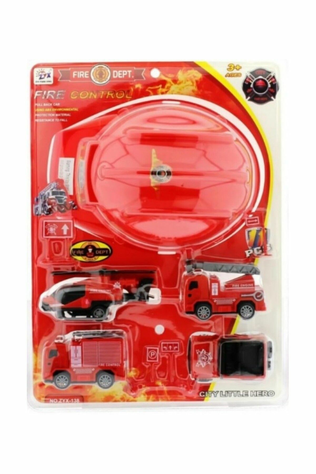 Baretli ve Arabalı İtfaiye Seti - Mavi Su Dünyası