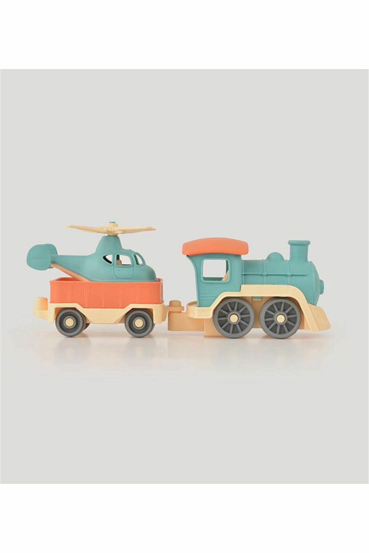 Helikopter Taşıyan Yük Tren Seti LC - Mavi Su Dünyası