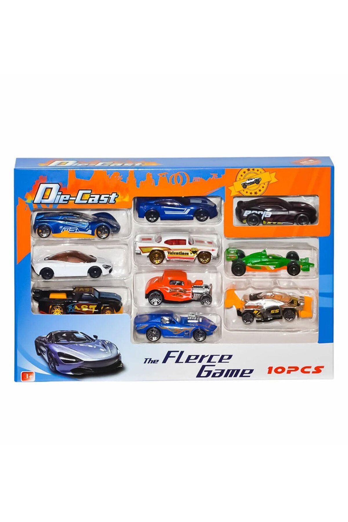 10 lu Metal Araba Seti - Mavi Su Dünyası