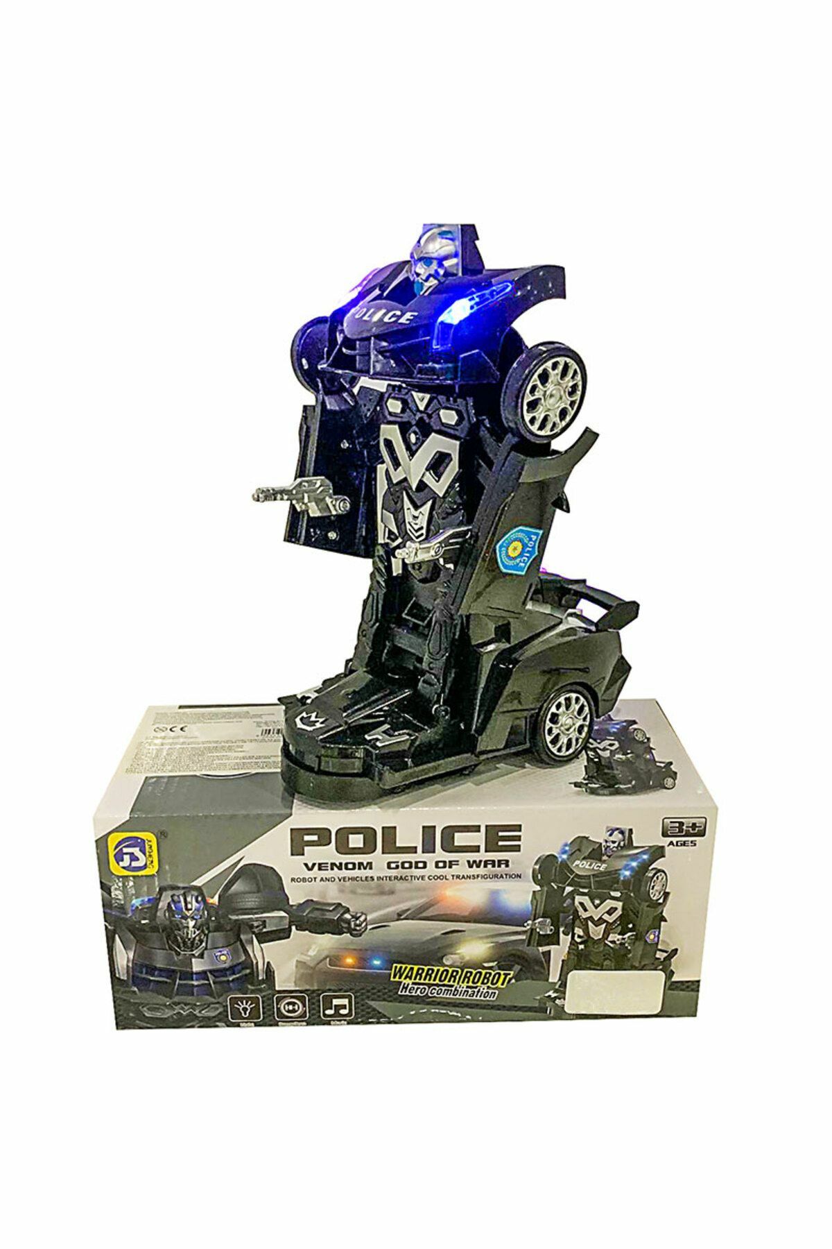 Pille Çalışan ve Robota Dönüşen Polis Araba - Mavi Su Dünyası