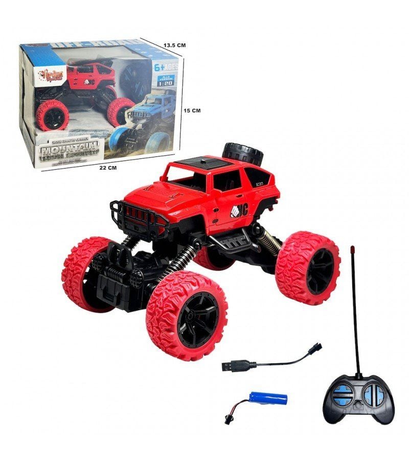 Uzaktan Kumandalı, Full Fonksiyonlu, Şarjlı, Büyük Teker Off Road Jeep Araba Kırmızı