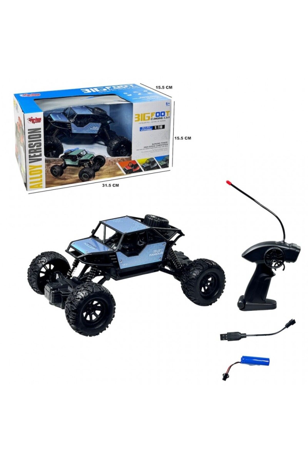 Uzaktan Kumandalı, Şarjlı, Bigfood Of Road Araba 1:18 Mavi