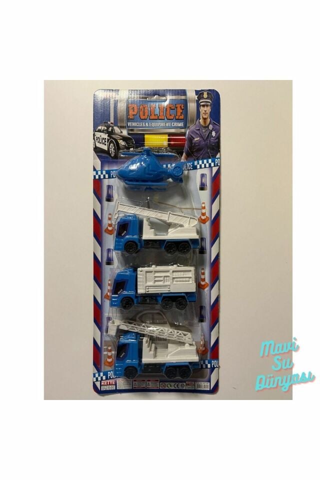 Küçük Polis Araçları 4 lü Set - Mavi Su Dünyası