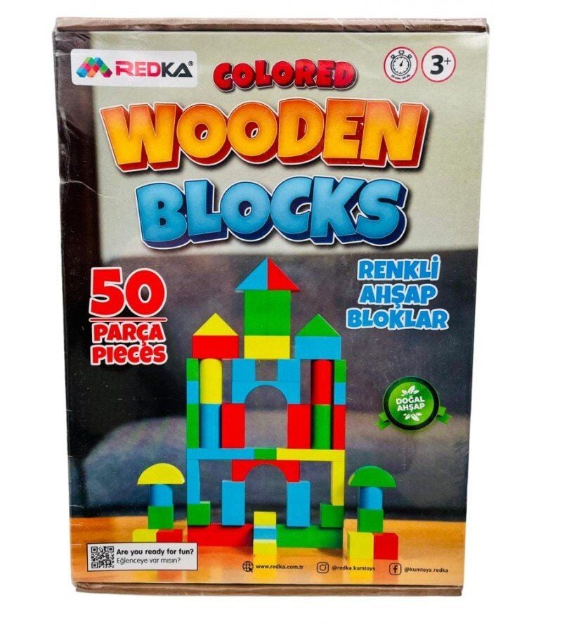 Renkli Ahşap Bloklar 50 Parçalı
