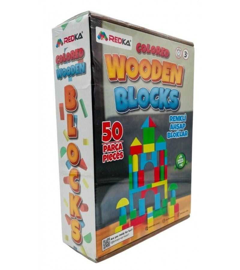 Renkli Ahşap Bloklar 50 Parçalı