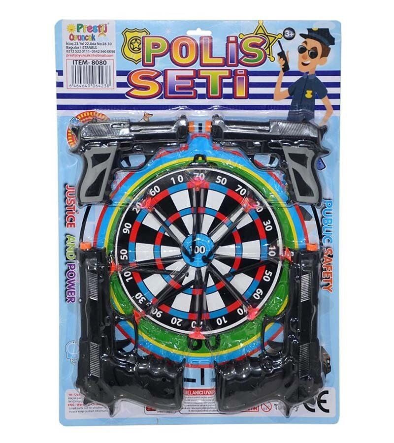 4 Oyuncak Tabancalı Polis Seti Oklu Dartlı Hedefli Oyun Seti