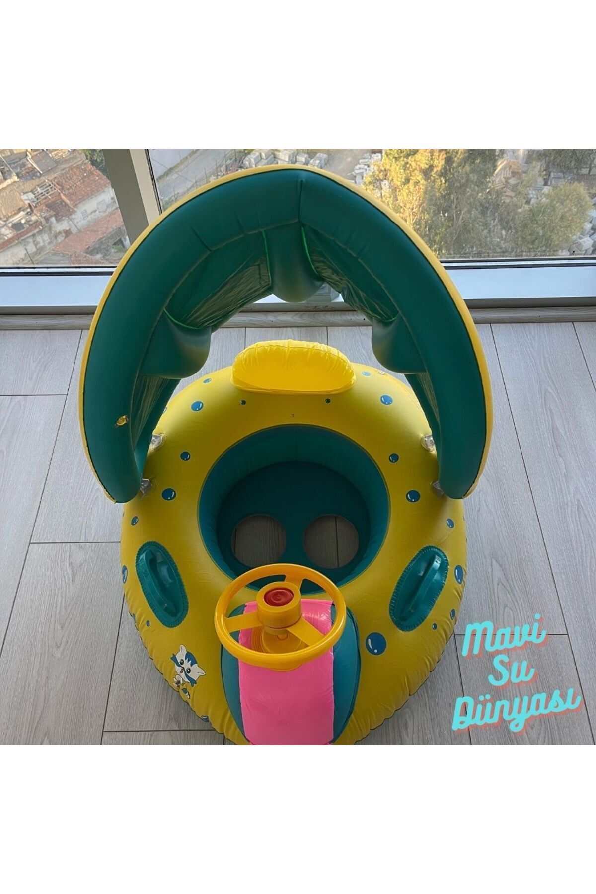 Gölgelikli Bebek Deniz Simidi, Bebek Havuz Simidi, Kornalı 0-3 Yaş 70 Cm