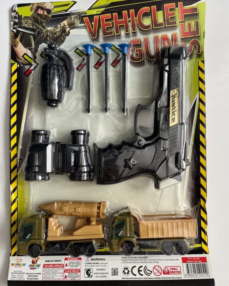 Askeri Set Oyuncak Silah Arabalar Dürbünlü Bombalı Set Silah