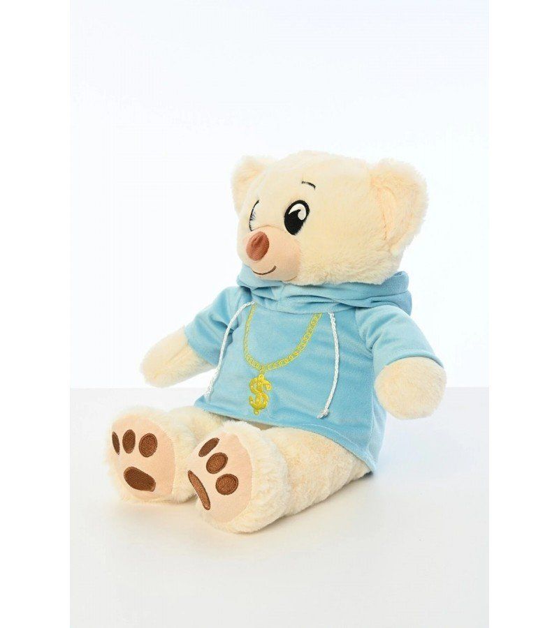 Peluş Swit Tişörtlü 40 Cm Ayıcık - Mavi Su Dünyası Mavi