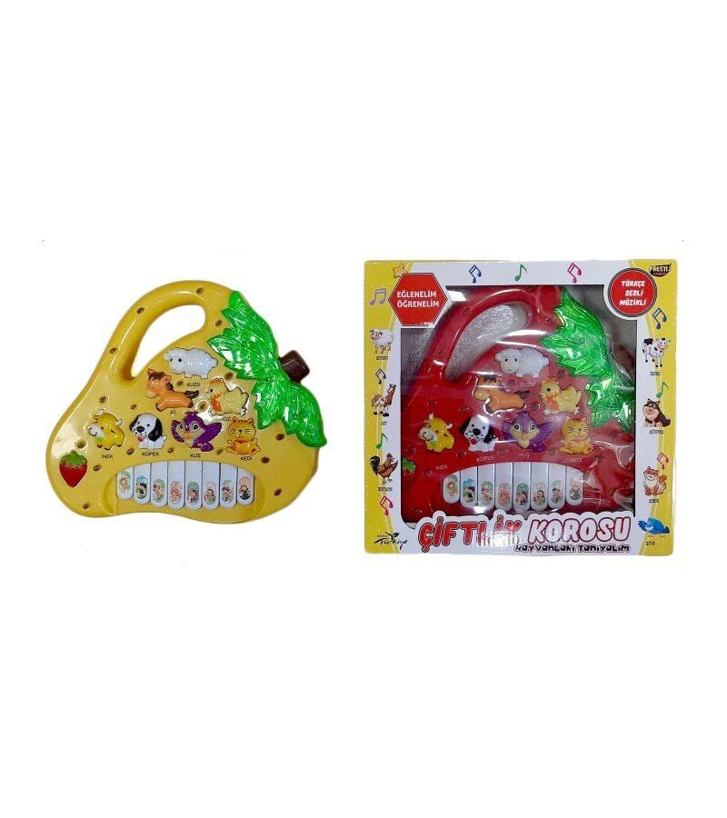 Kutulu Hayvanlı Pilli Çilek Piano Sarı