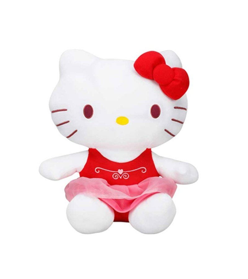 Peluş 50 Cm Hello Kitty Elbiseli Kurdeleli - Mavi Su Dünyası Kırmızı