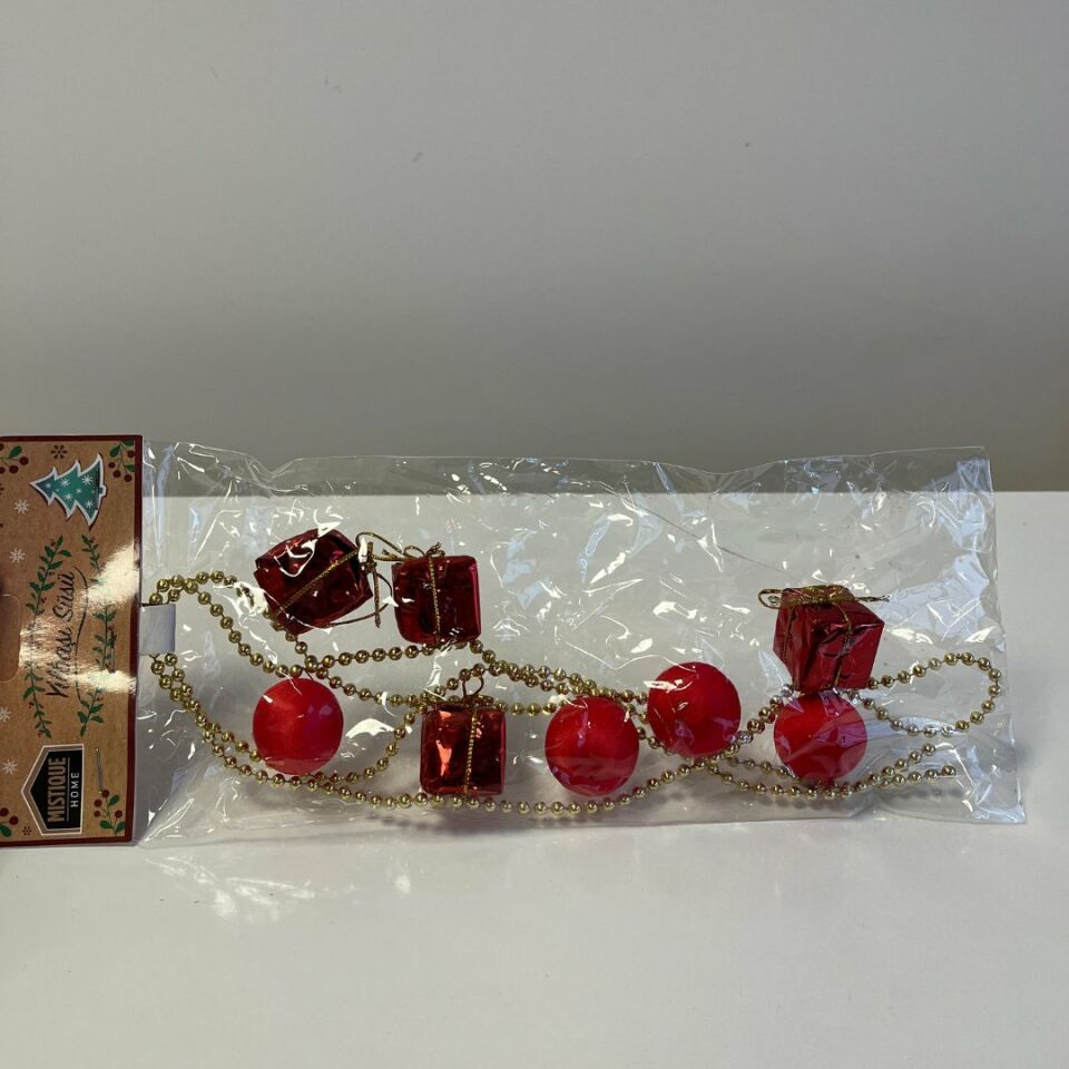 120 Cm Zincir Yılbaşı Ağacı Süsü - Mavi Su Dünyası Kırmızı