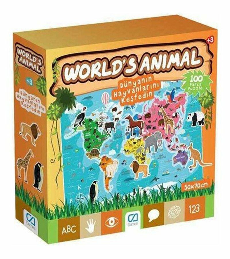 Dünyanın Hayvanlarını Keşfet 100 Parça Puzzle - Mavi Su Dünyası