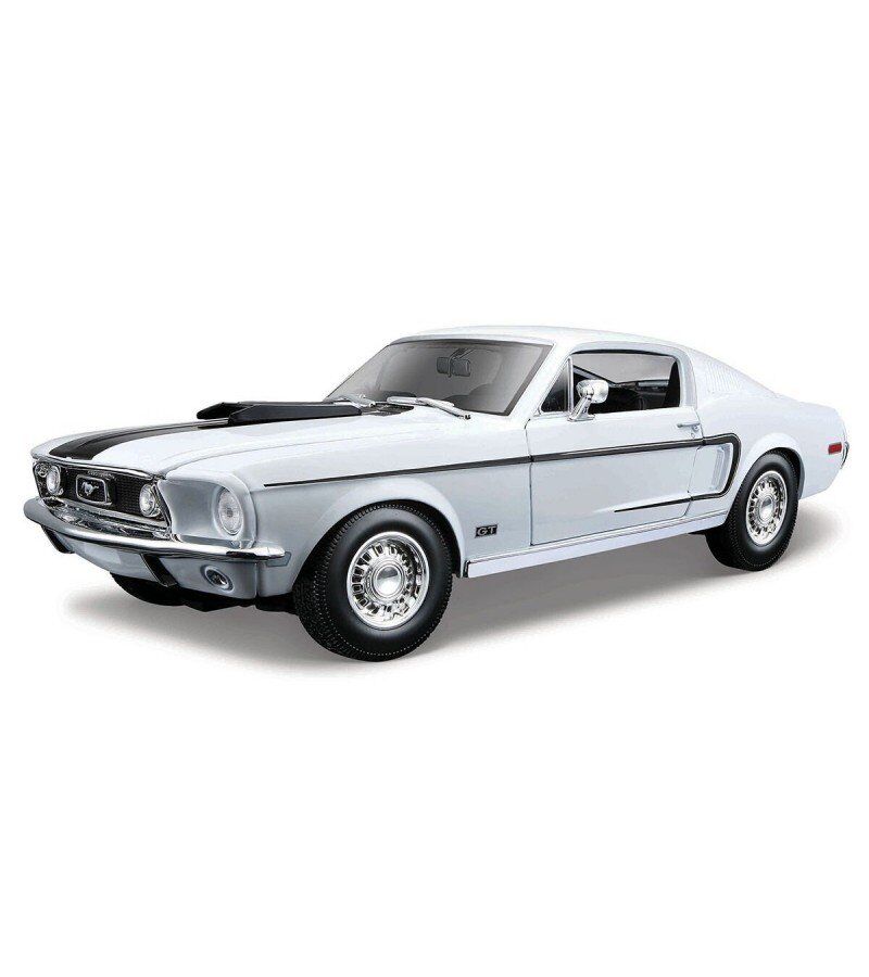 1968 Model Ford Mustang GT Cobra Jet 1:18 Ölçekli 30 Cm BEYAZ