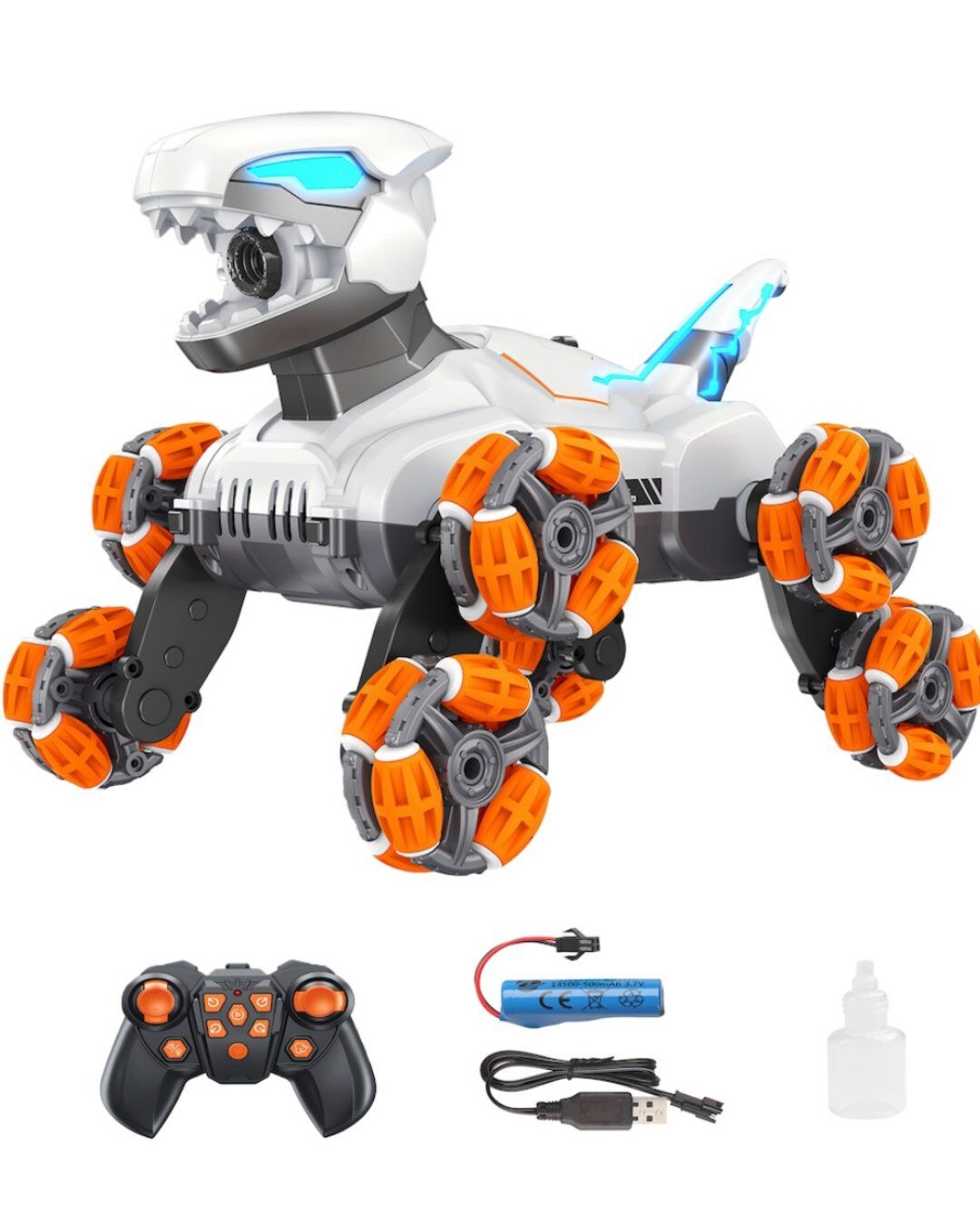 Uzaktan Kumandalı Full Fonksiyon 8 Teker Buharlı 2.4G Şarjlı Dinozor Araba Robot