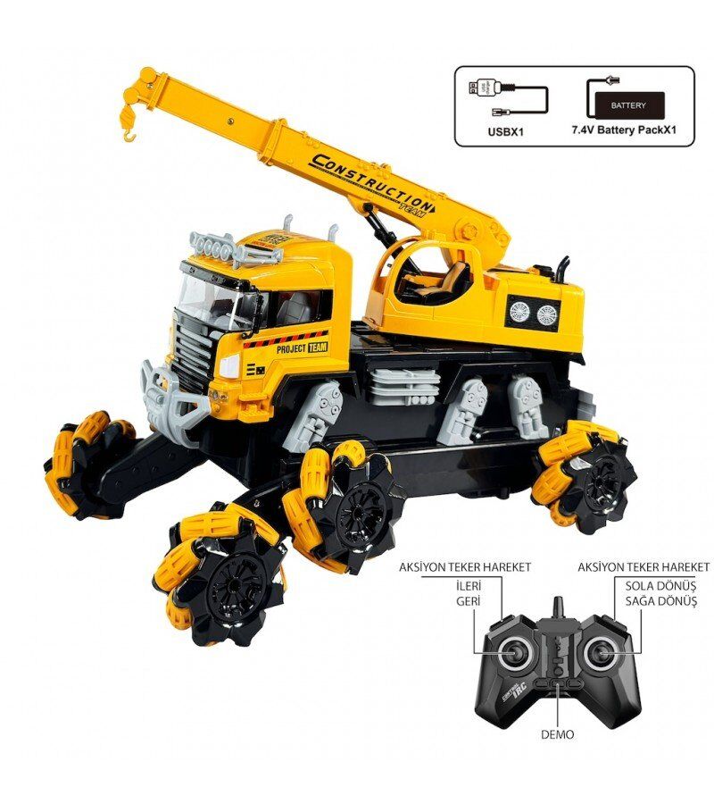 Uzaktan Kumandalı Full Fonksiyon Şarjlı 2.4Ghz 6 Teker Kamyon Kazıcı