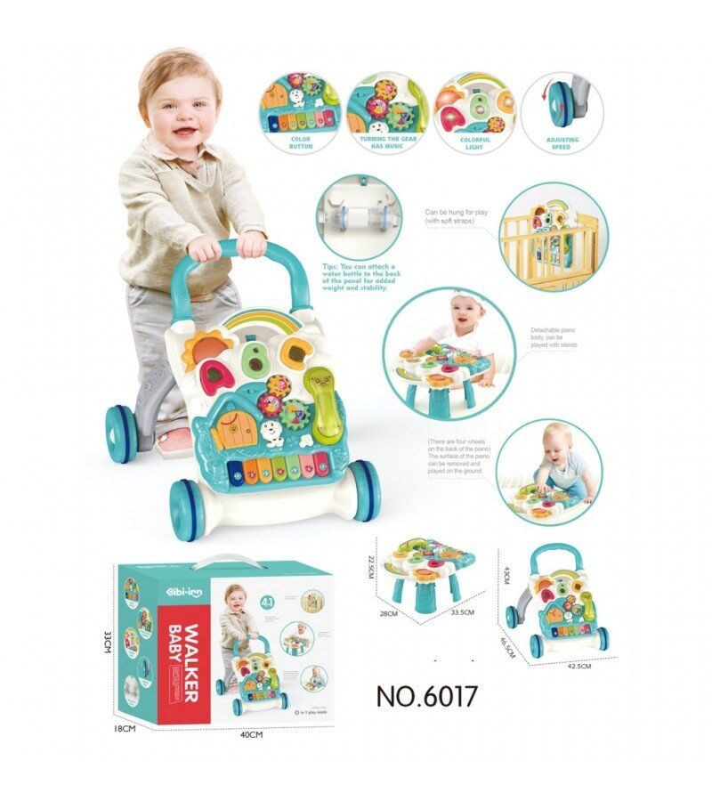 Piyanolu 4in1 Bebek Yürüteci (Turkuaz Renk)