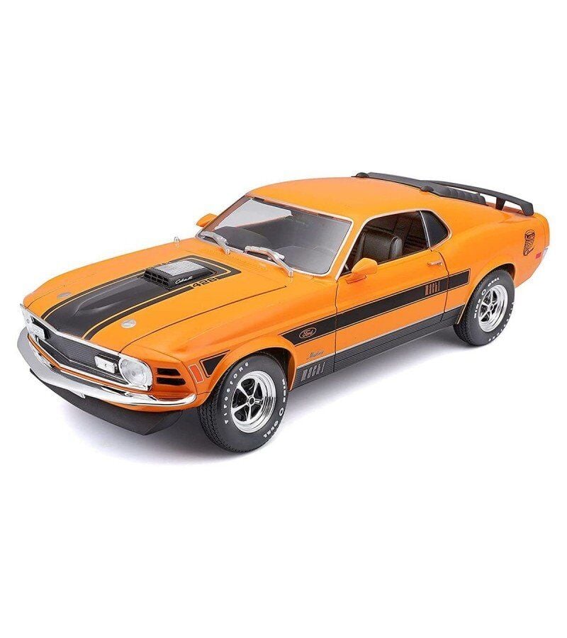 1970 Ford Mustang Mach 1 1:18 Ölçekli Klasik Araba 30 Cm Turuncu
